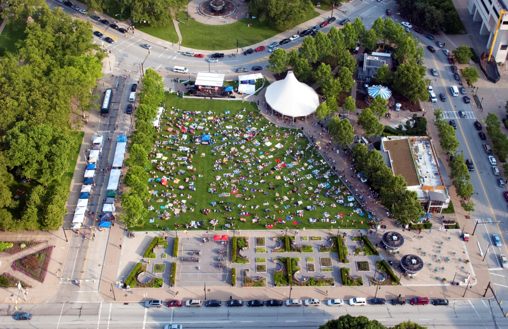 Schenley Plaza overhead June 28 2014 green WYEP concert with